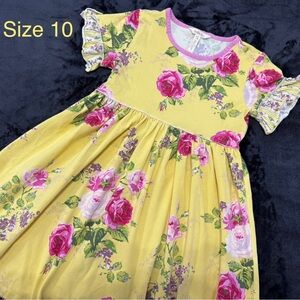 Matilda Jane Yellow and Pink Flutter Sleeve Sundress girls size 10